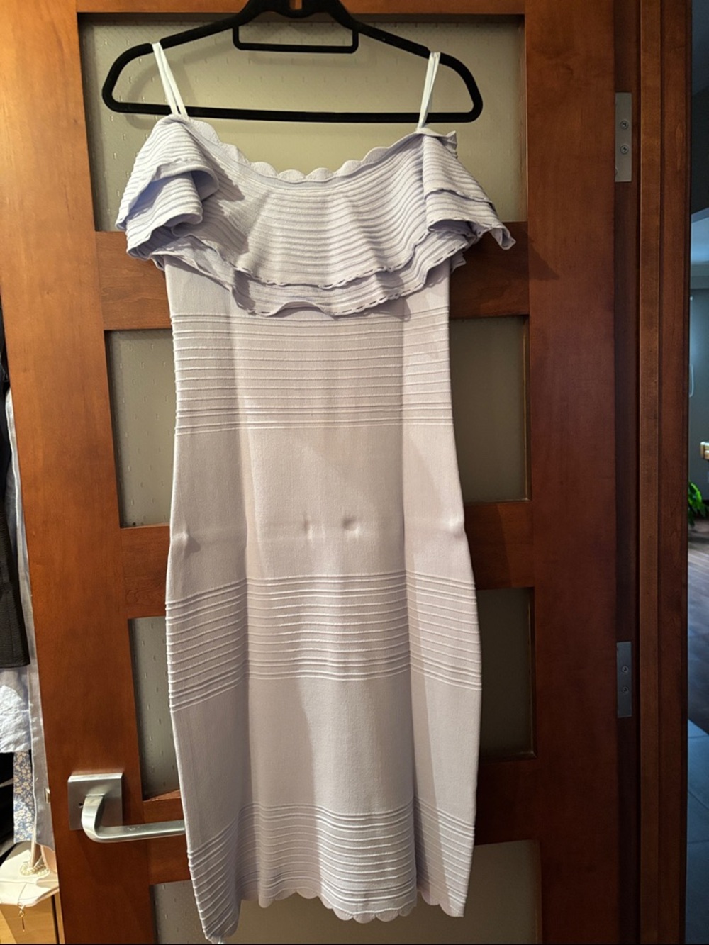 Eliza J One-Shoulder Ruffle Midi Dress in Light Lavender